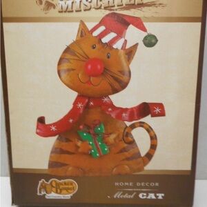 18” tall Cracker Barrel Full Of Mischief Home Decor Metal Cat With Box